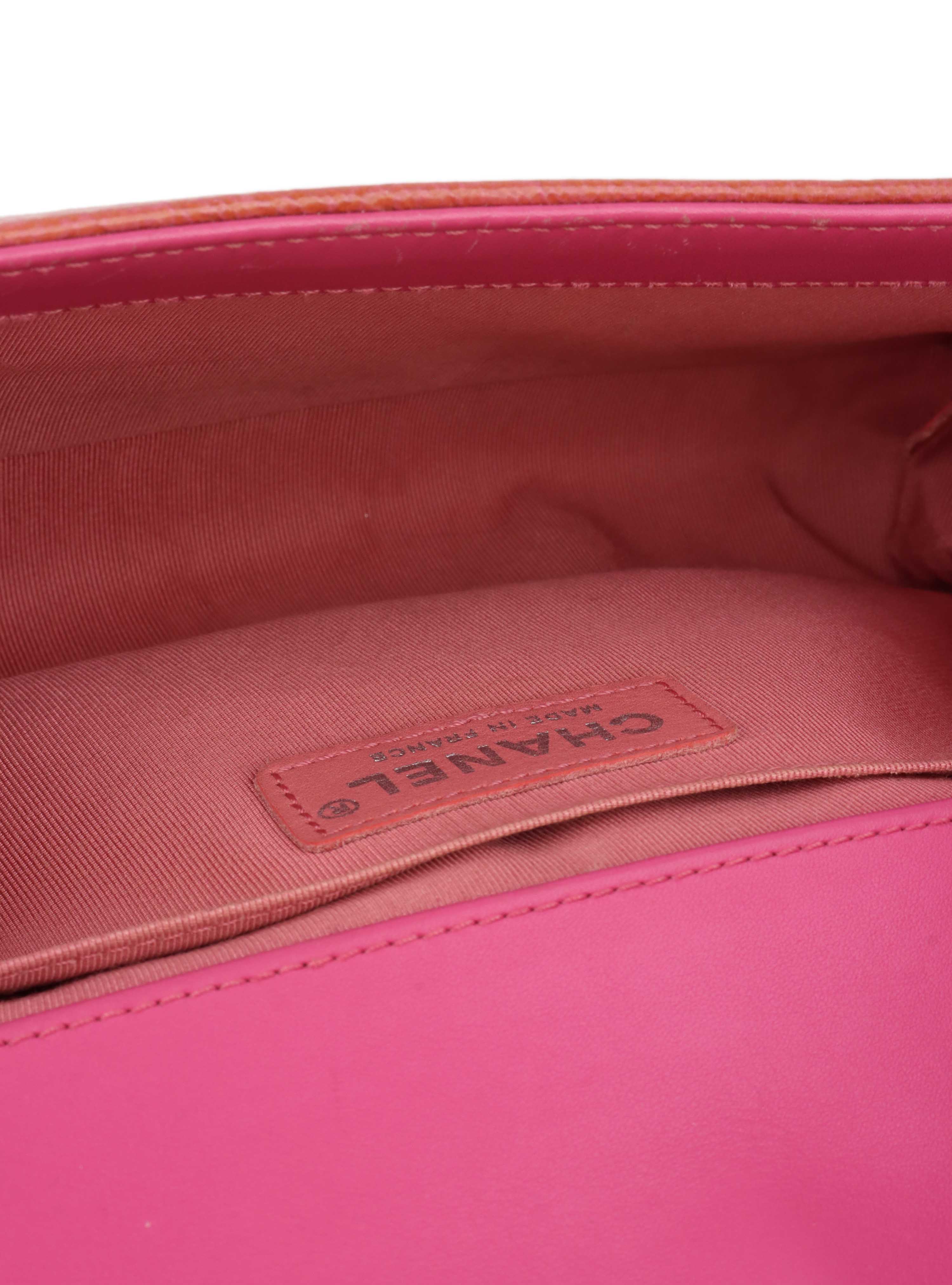 Chanel Medium Pink Tweed Boy Bag.