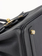 Hermes Noir Birkin 25 Togo Leather GHW Stamp Y