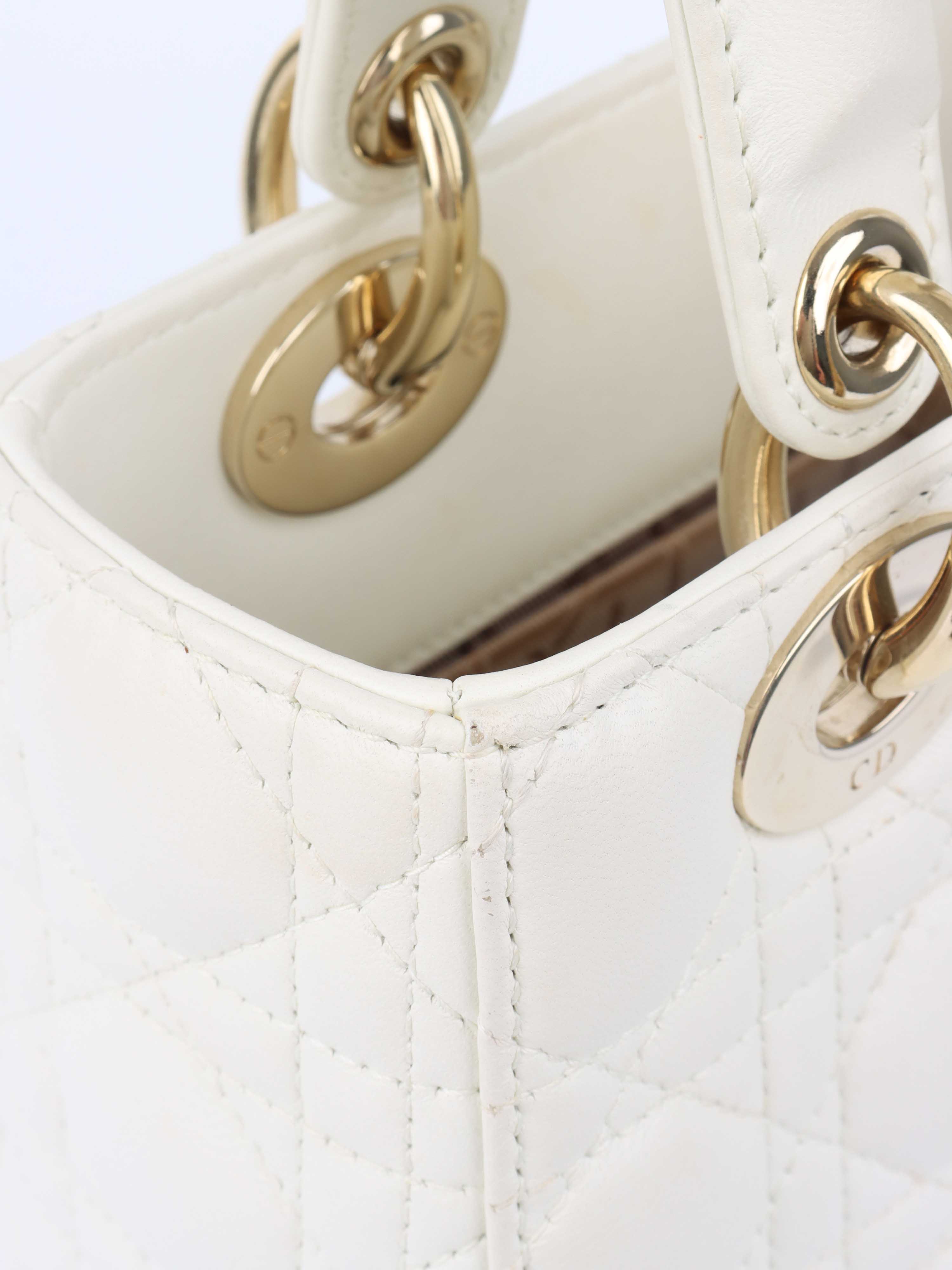 Dior White Small Lady Dior Bag GHW.