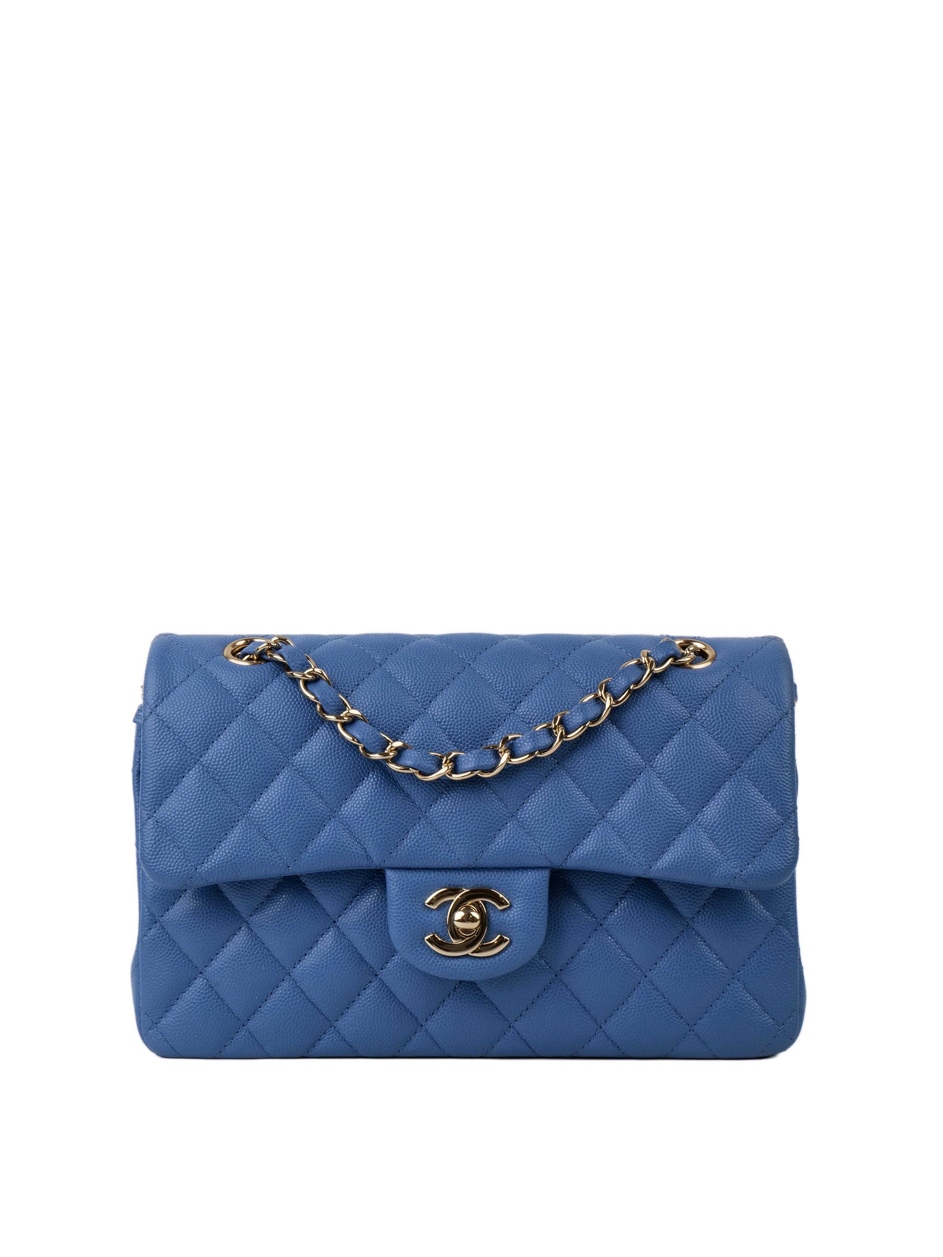 Chanel Blue Small Rectangular Caviar Classic Flap LGHW.