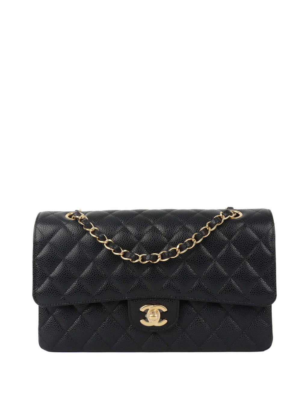 Chanel Black Medium Caviar Classic Flap GHW.