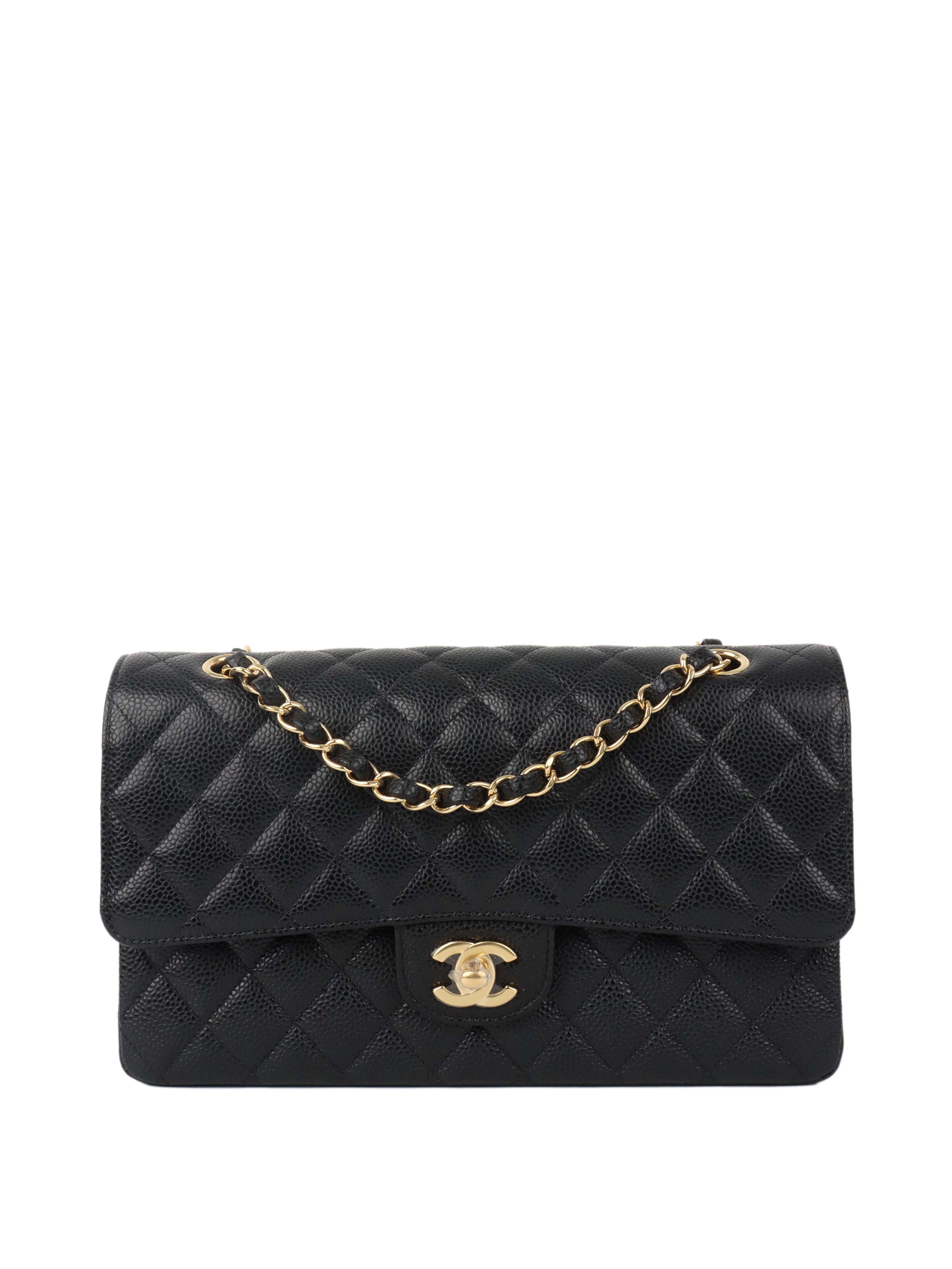Chanel Black Medium Caviar Classic Flap GHW.
