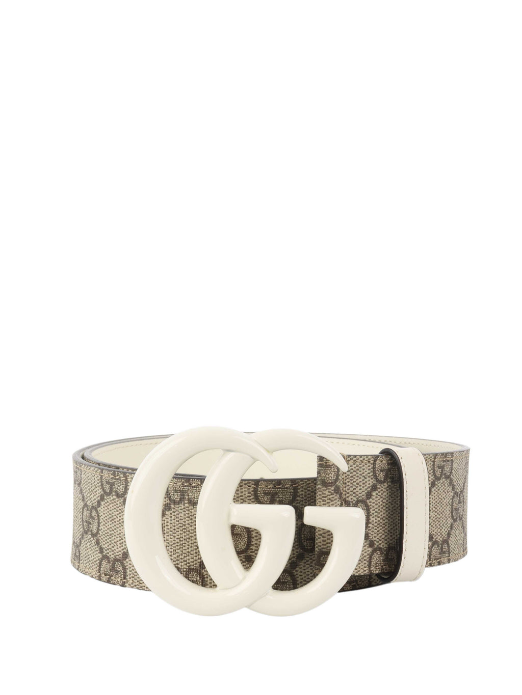 Gucci White GG Buckle Wide Belt.