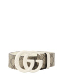 Gucci White GG Buckle Wide Belt.