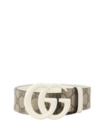 Gucci White GG Buckle Wide Belt.