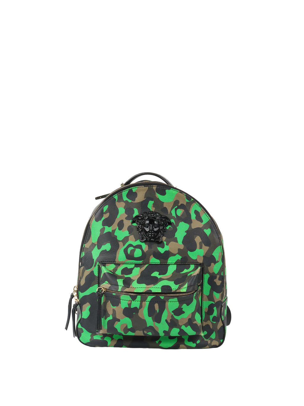 Versace Black and Green Medusa Backpack.
