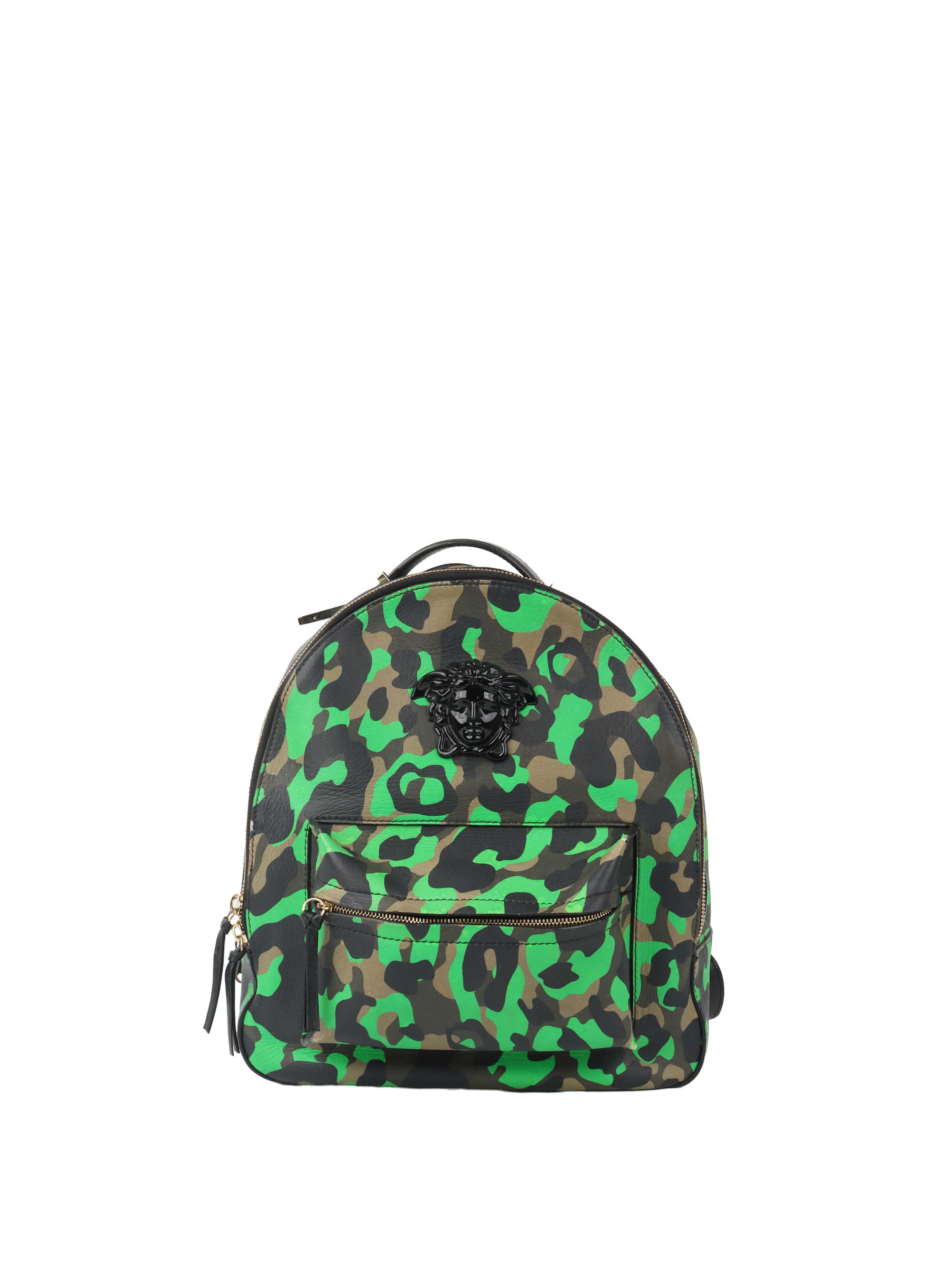 Versace Black and Green Medusa Backpack
