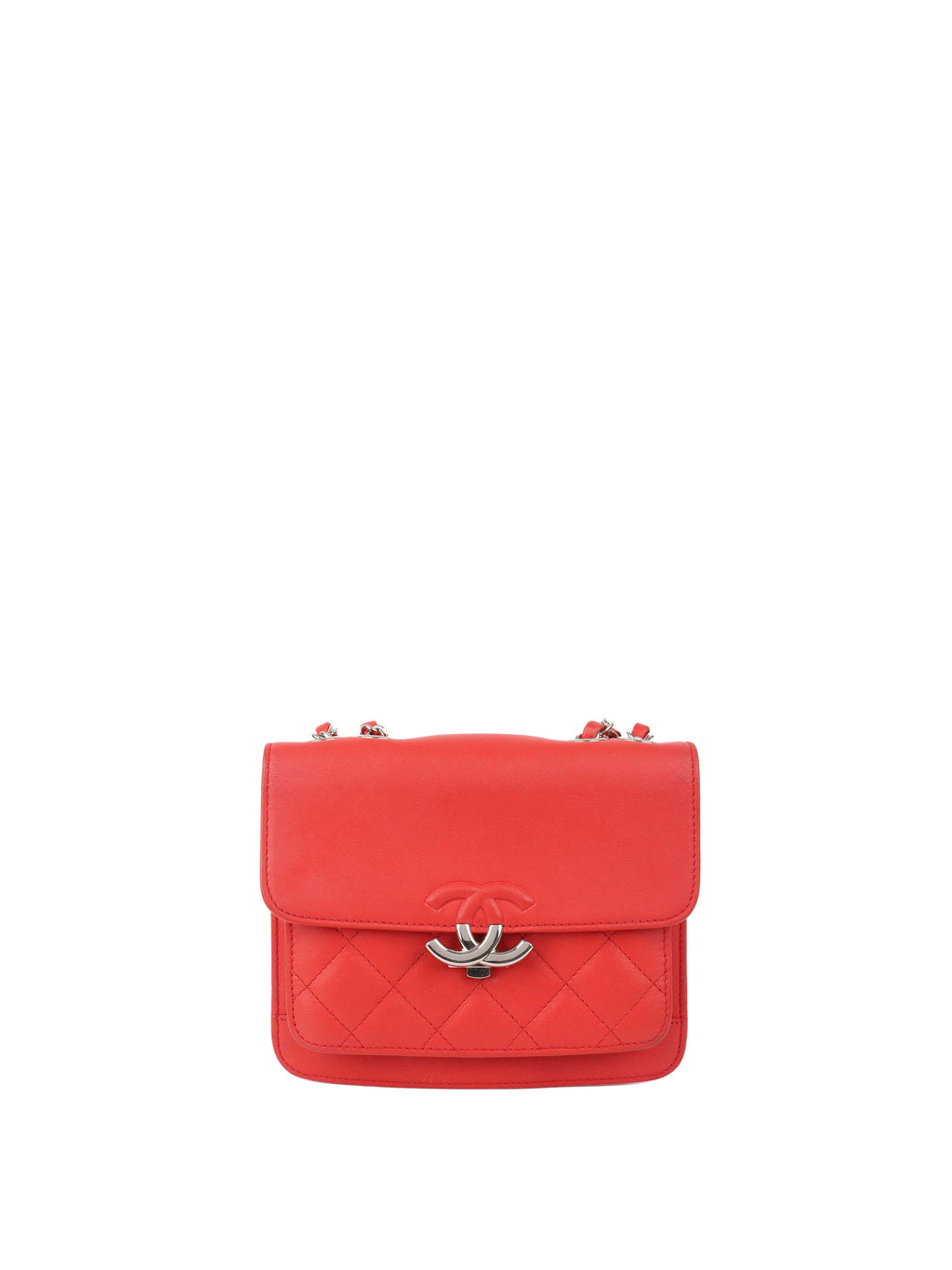 Chanel Red Quilted Two-tone CC Flap Bag.