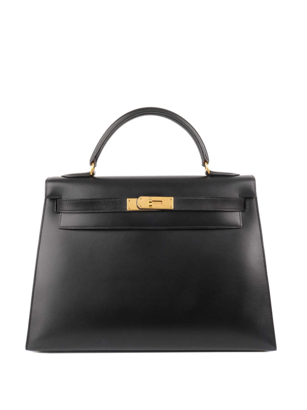 Hermes Vintage Black Box Kelly 32 Bag.