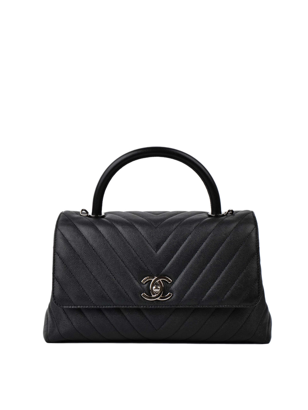 Chanel Medium Chevron So Black Coco Handle.