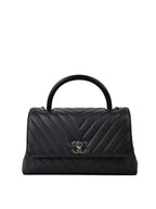 Chanel Medium Chevron So Black Coco Handle.