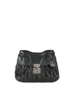 Miu Miu Black Matelasse Nappa Leather Shoulder Bag