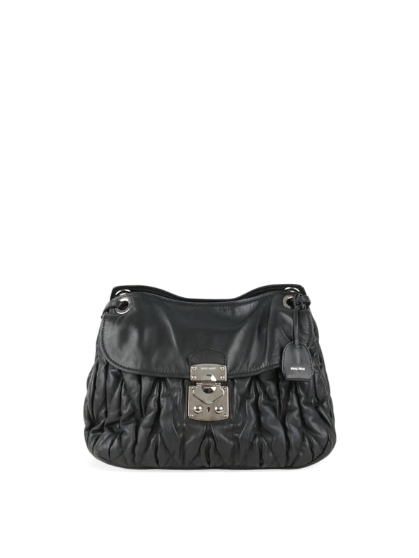 Miu Miu Black Matelasse Nappa Leather Shoulder Bag