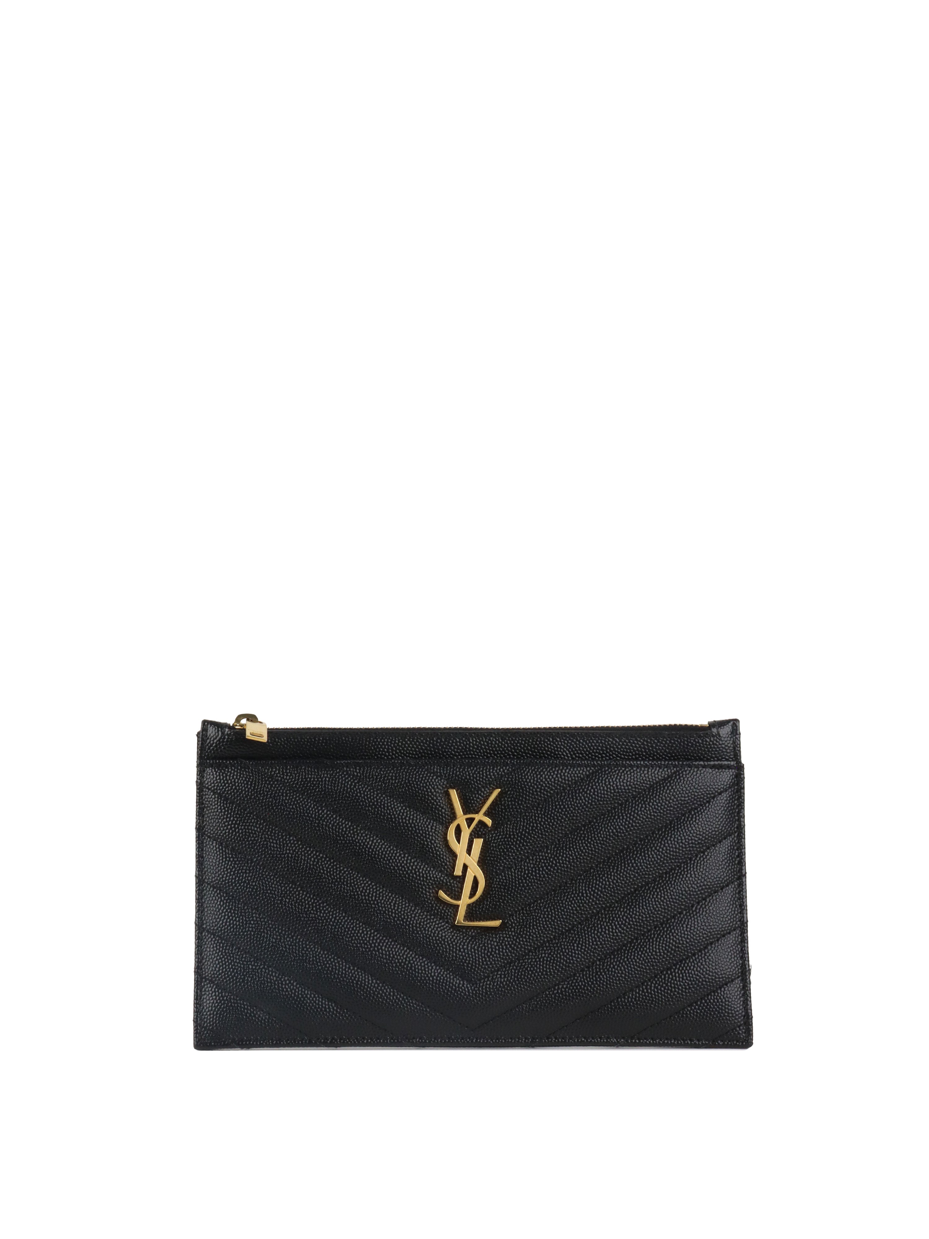 Saint Laurent Black Chevron Bill Pouch.