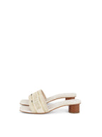 Dior White and Gold-Tone Millefiori Motif Dway Heeled Slide