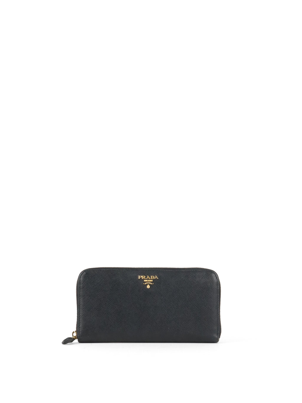 Prada Black Large Saffiano Zip Wallet