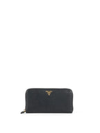 Prada Black Large Saffiano Zip Wallet