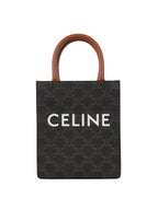 Celine Mini Vertical Cabas in Triomphe Canvas with Celine Print.
