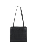 Chanel Vintage Stitched Logo Black Caviar Tote