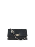 Miu Miu Black Smooth Leather with Crystal Strap Bag