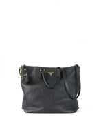 Prada Black Vitello Daino Leather Tote Bag.