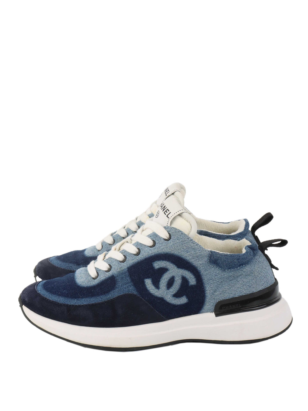 Chanel Blue Denim & White Sneakers.