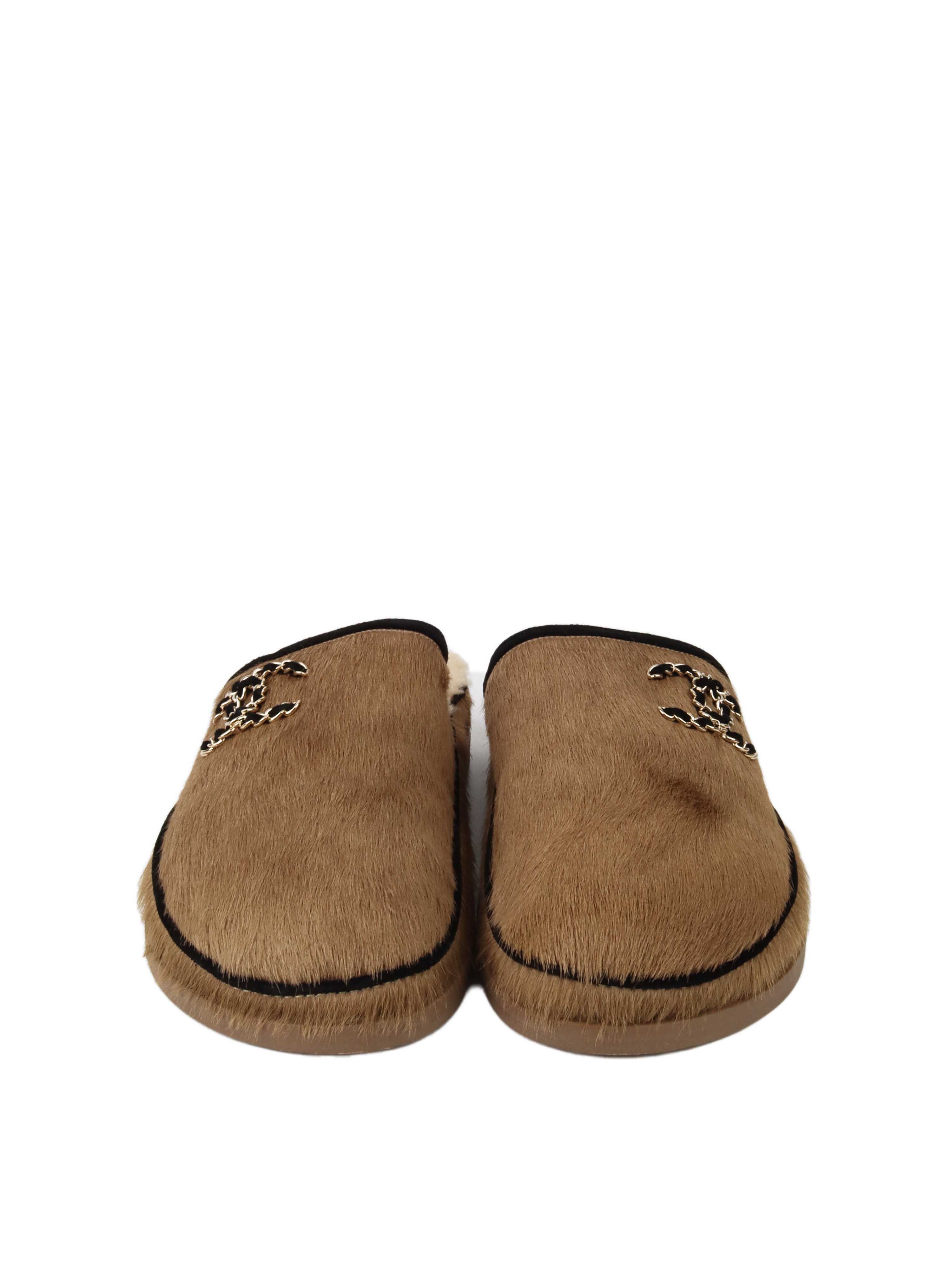 Chanel Chain CC Mules Pony Hair and Shearling 36.5 Votre Luxe