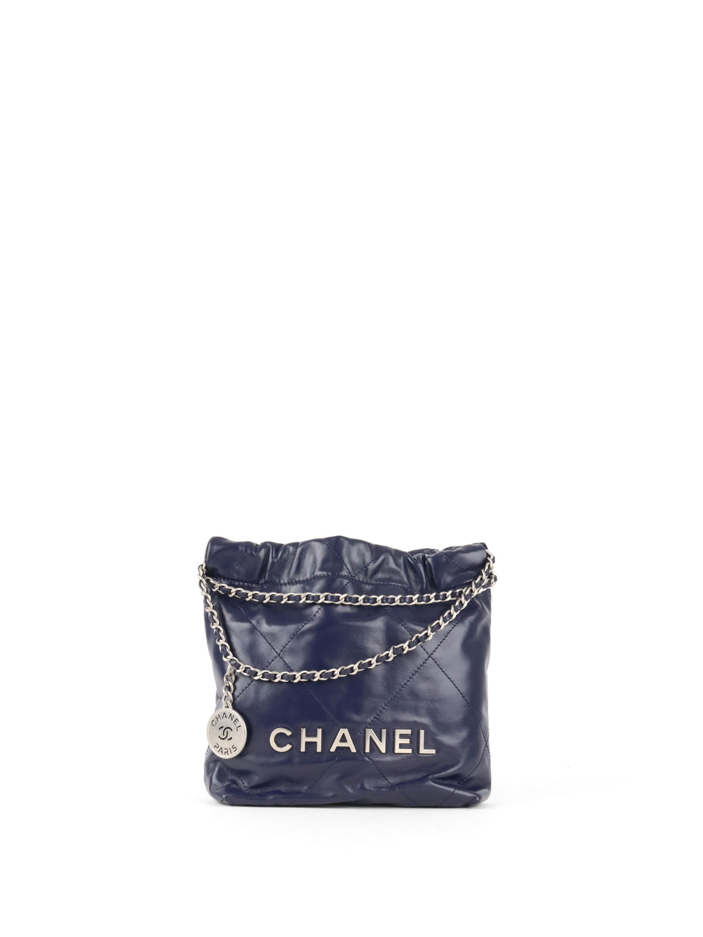 Chanel Mini 22 Navy Shiny Calfskin Quilted Bag
