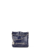 Chanel Mini 22 Navy Shiny Calfskin Quilted Bag
