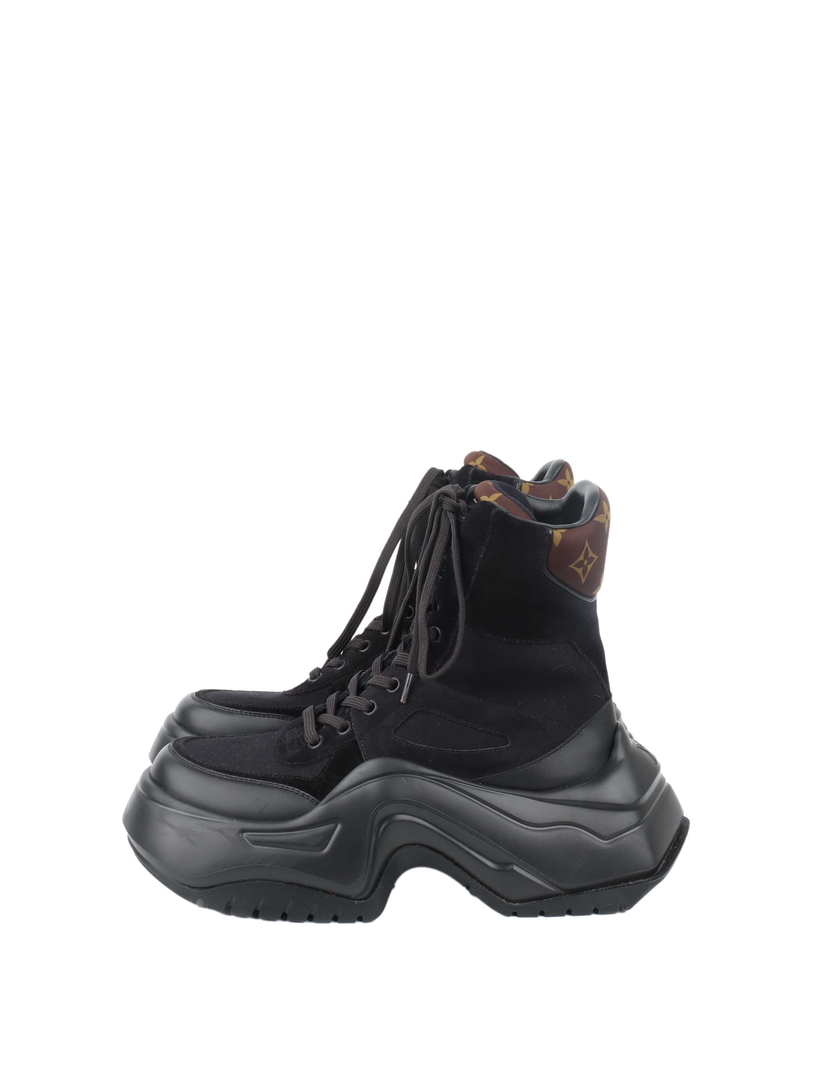 Louis Vuitton Black Mesh and Suede Archlight Ankle Boots.