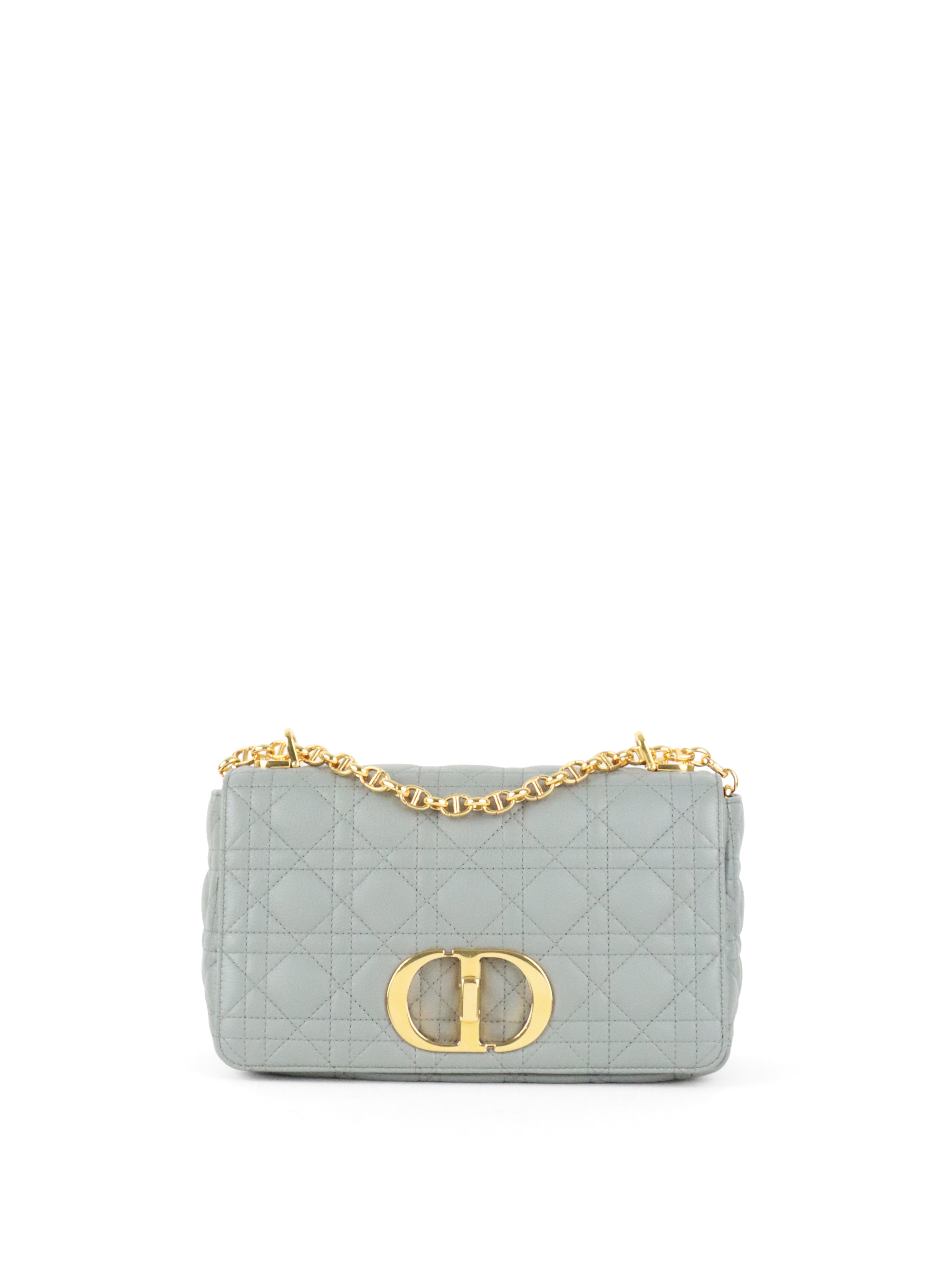 Dior Medium Stone Grey Cannage Caro Bag