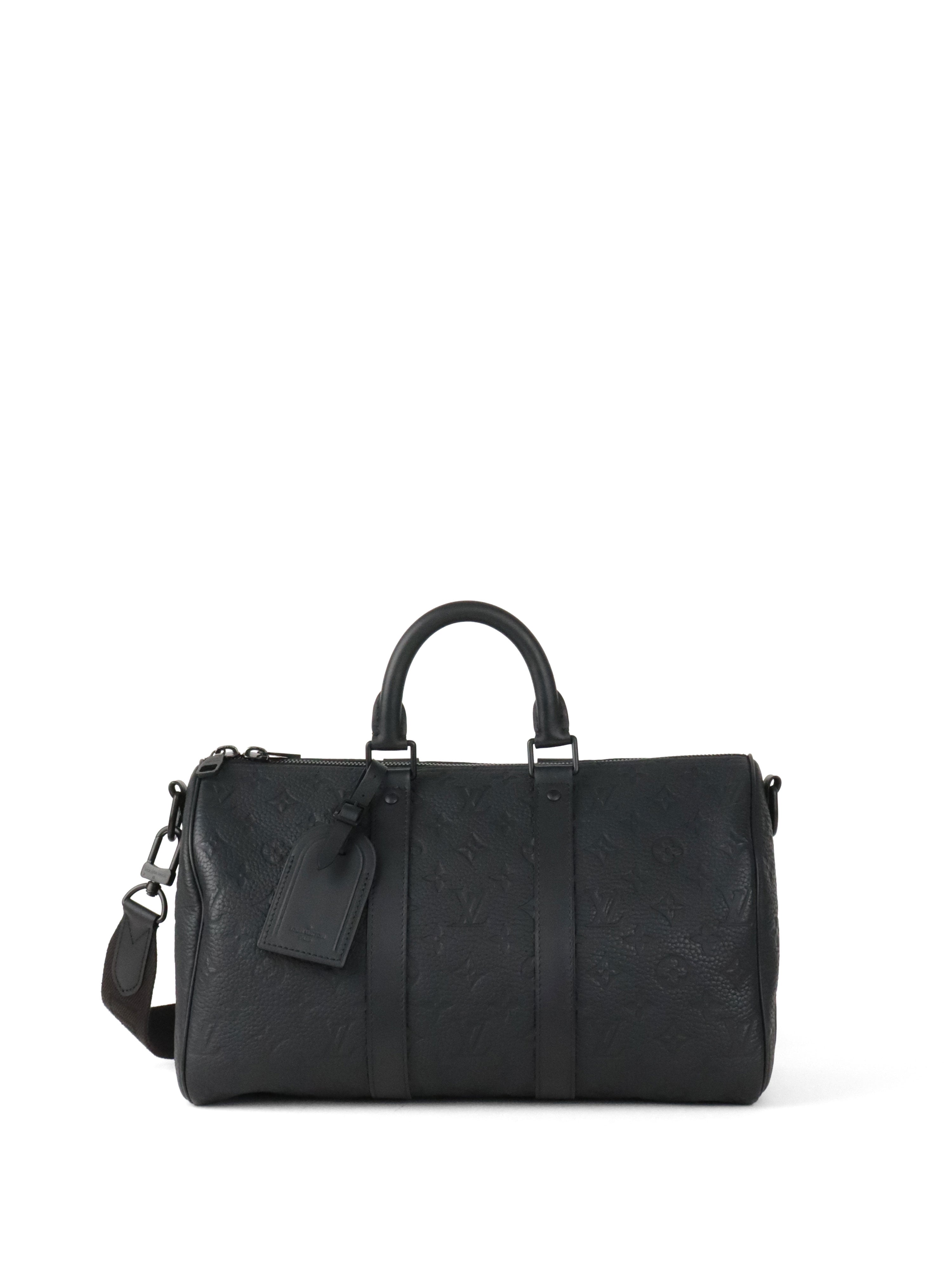 Louis Vuitton Black Monogram Taurillon Keepall Bandoulière 35