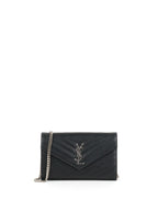 Saint Laurent Black Cassandre Envelope Chain Wallet