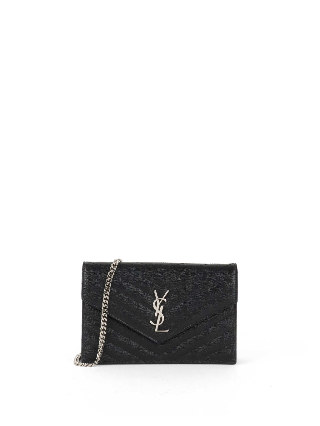 Saint Laurent Black Cassandre Envelope Chain Wallet