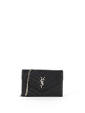Saint Laurent Black Cassandre Envelope Chain Wallet