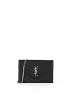 Saint Laurent Black Cassandre Envelope Chain Wallet