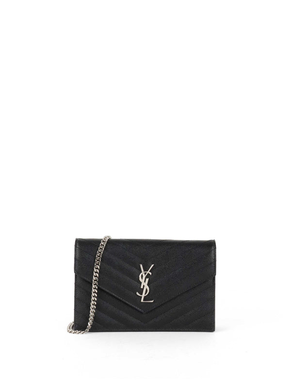 Saint Laurent Black Cassandre Envelope Chain Wallet
