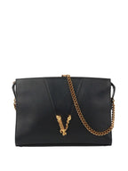 Versace Black Virtus Chain Shoulder Bag.