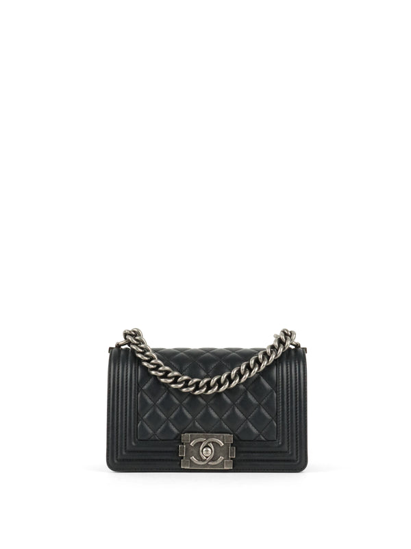 Chanel Small Black Lambskin Boy Bag