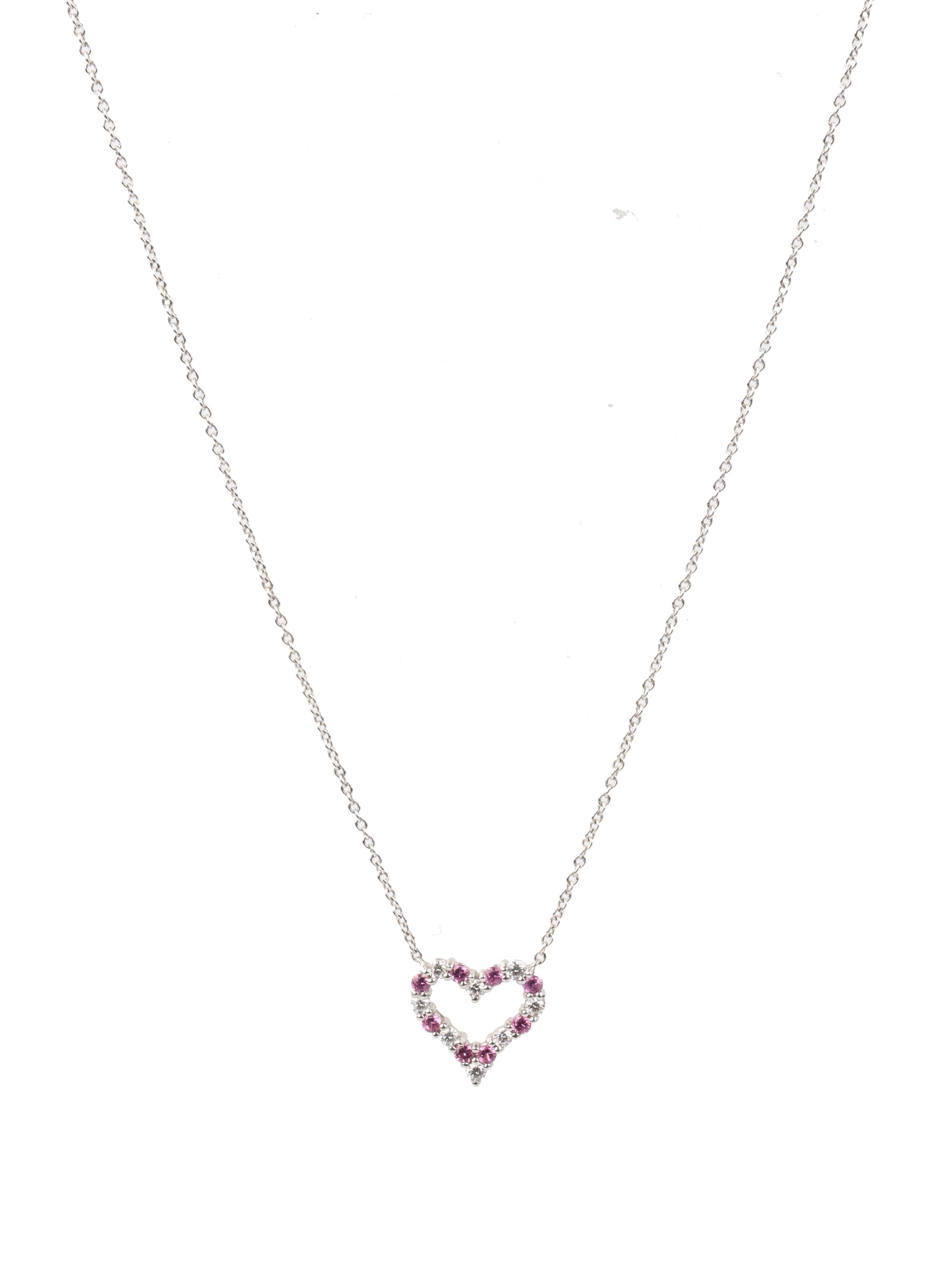 Tiffany & Co Heart Necklace in Pink Sapphires/ White Diamonds