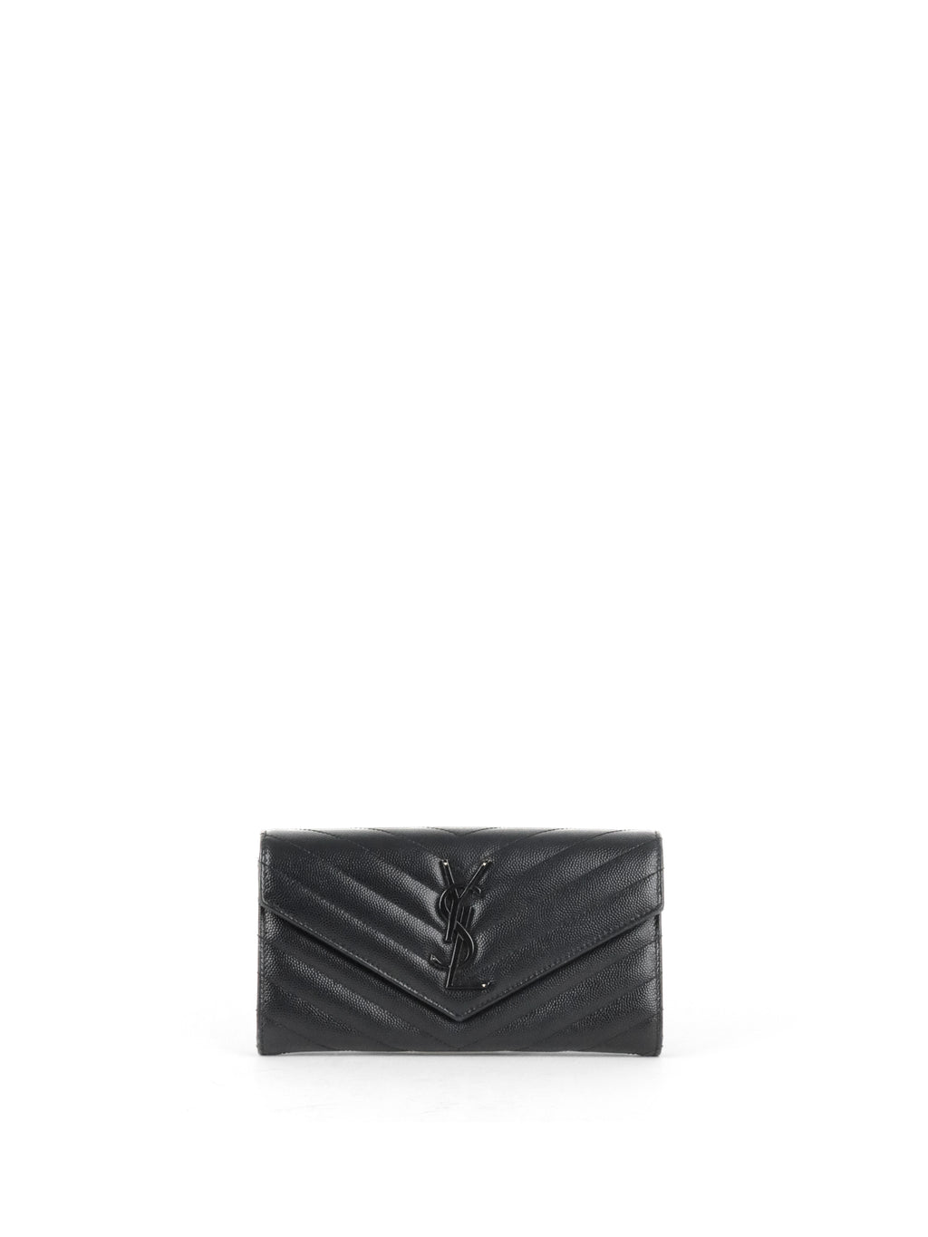 Saint Laurent Black Cassandre Matelasse Large Flap Wallet