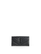 Saint Laurent Black Cassandre Matelasse Large Flap Wallet