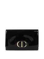 Dior Black Patent Leather 30 Montaigne Chain Clutch.