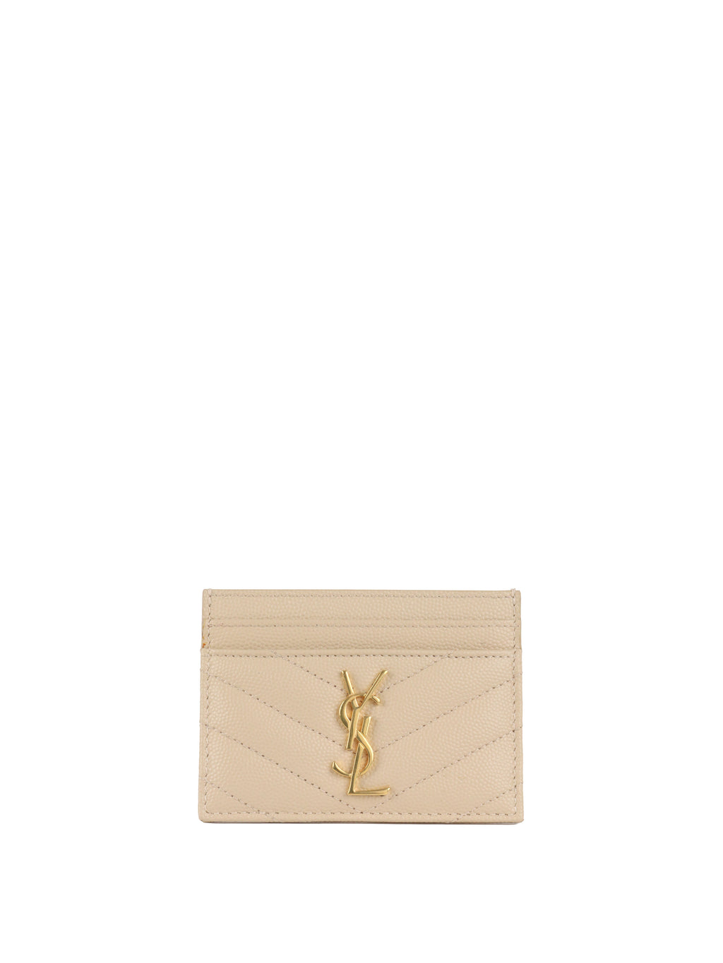Saint Laurent Light Beige Cassandre Matelasse Card Holder