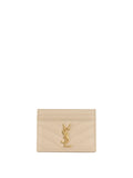 Saint Laurent Light Beige Cassandre Matelasse Card Holder