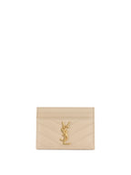 Saint Laurent Light Beige Cassandre Matelasse Card Holder