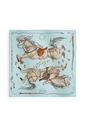 Hermes Bleu Ciel/Gris/Cuir Grand Galop scarf 90