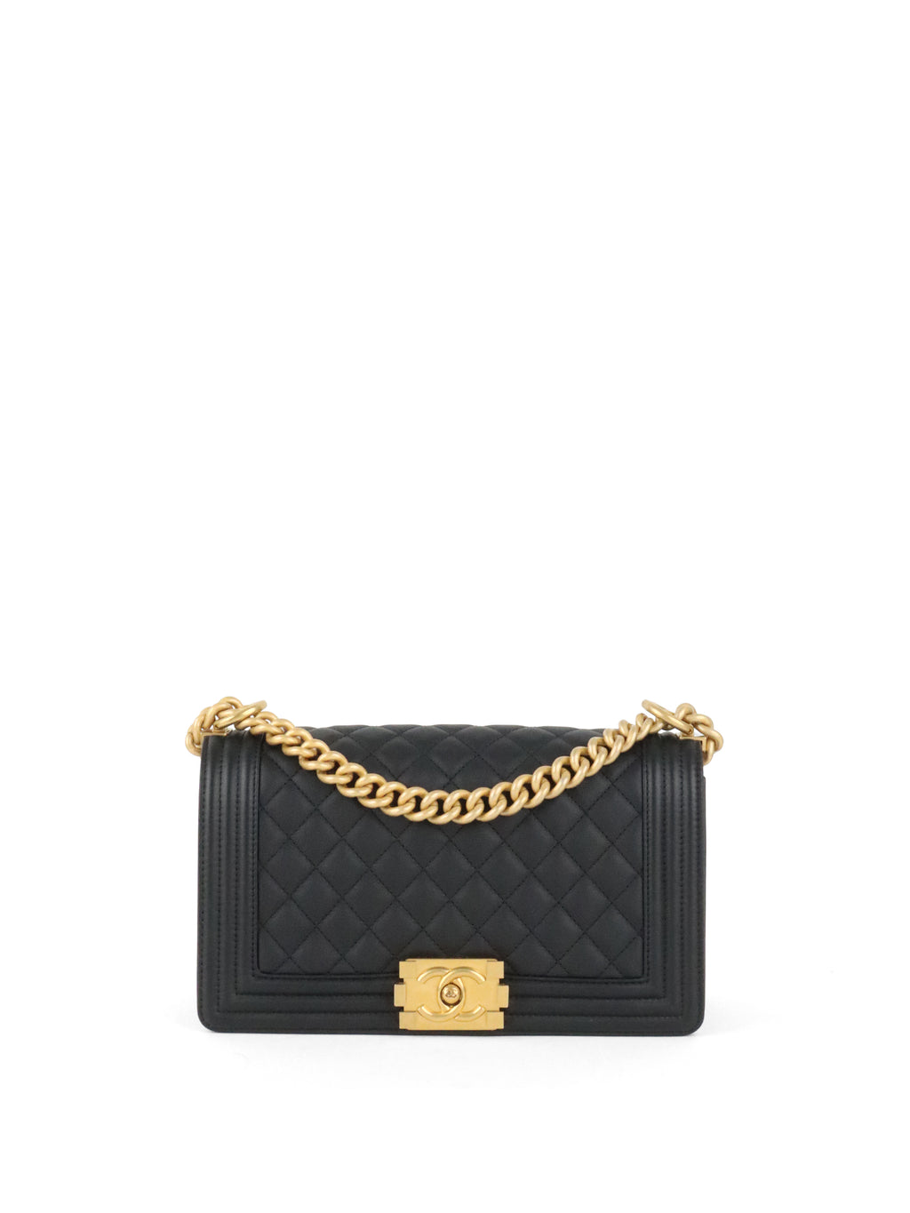Chanel Black Matte Lambskin Medium Boy Bag GHW