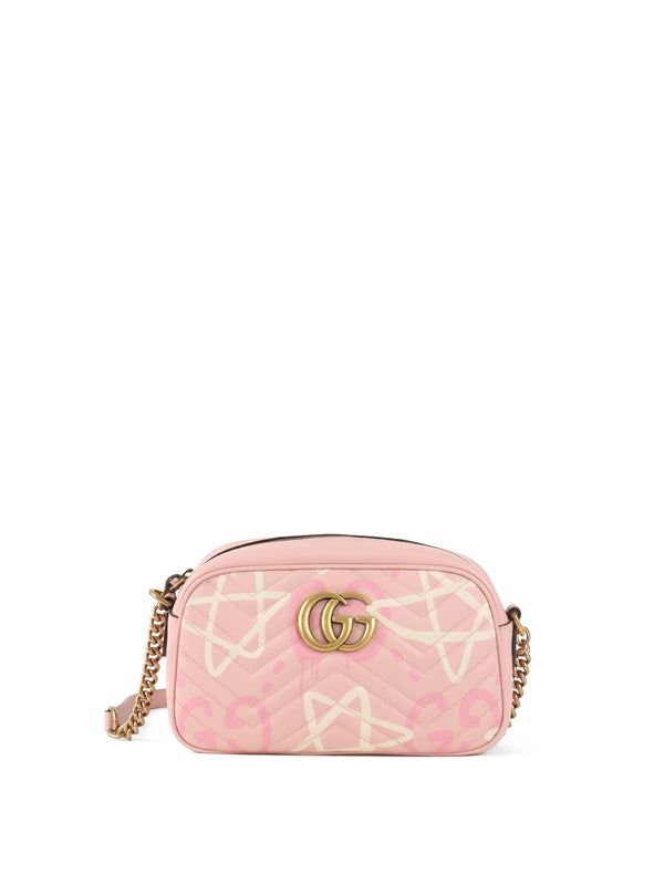 Gucci Pink Small GG Ghost Marmont Matelasse Camera Bag