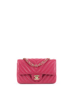 Chanel Dark Pink Lambskin Chevron Mini Flap Bag LGHW.